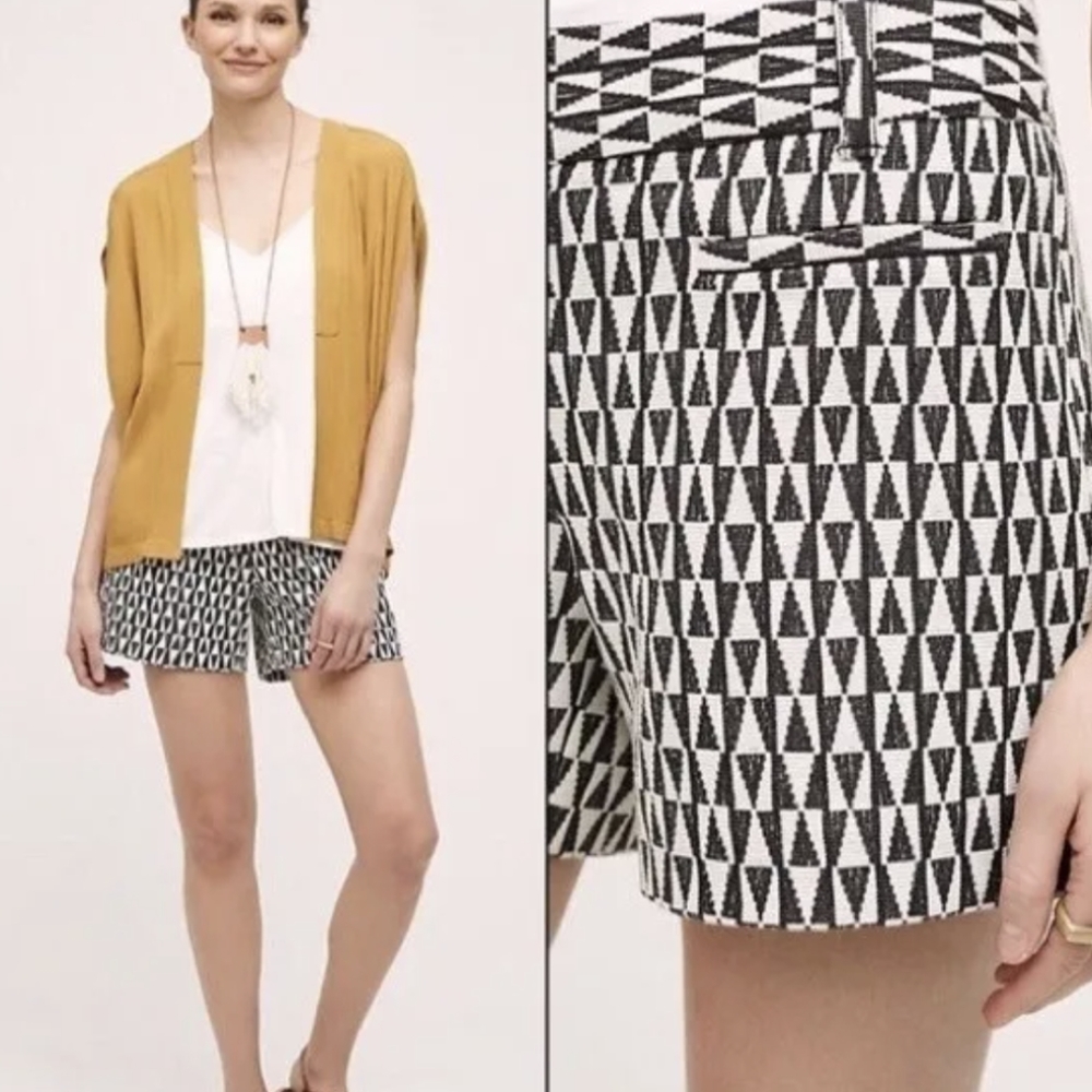 Anthropologie B&W patterned shorts - Picture 2 of 7